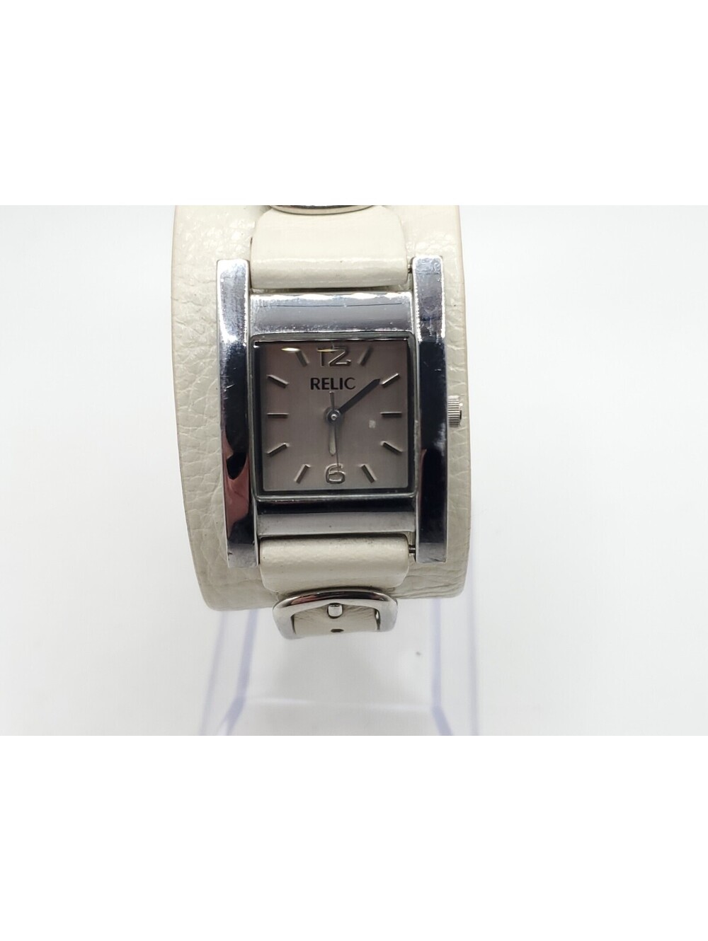 Fossil Relic Womens Watch New Battery Silver Tone White Band 22mm